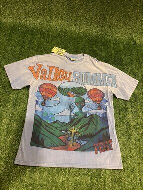 Valley Summer Fest Graphic T-Shirt Blue Alien Festival Tee